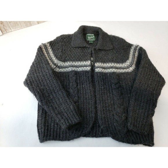 Women’s Woolrich Open Front Cardigan Gray Sweater Lg thick Wool - Picture 1 of 11